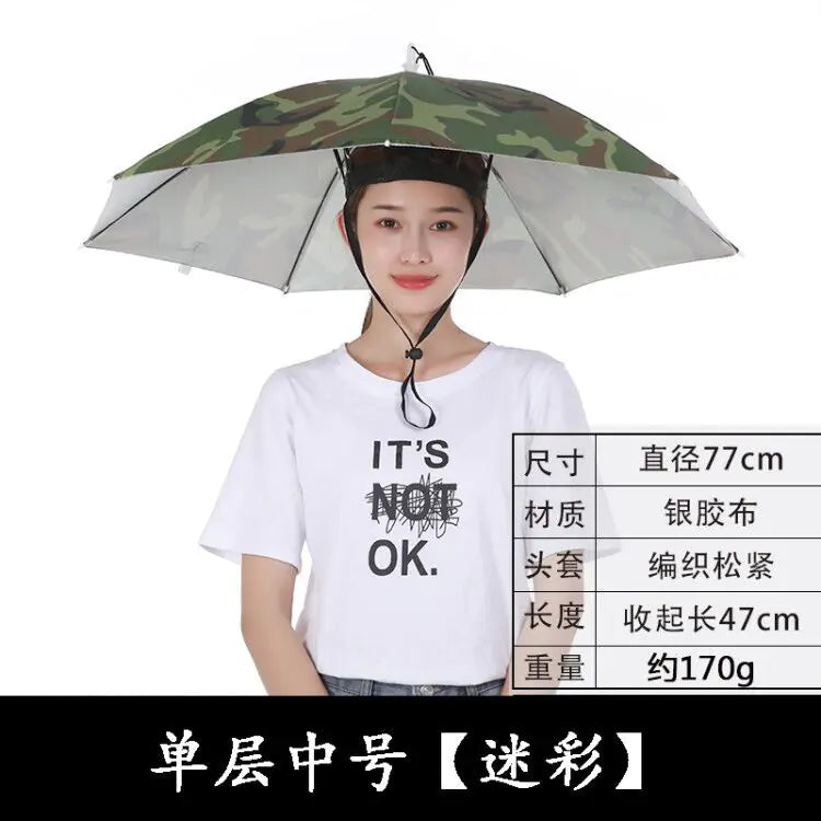 Double-Layer Waterproof Fishing Umbrella Hat for Outdoors