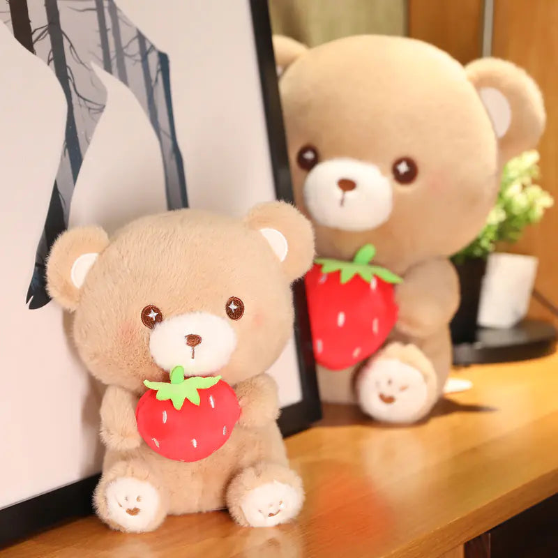 Strawberry Bear Plush Toy Pillow for Kids' Gifts