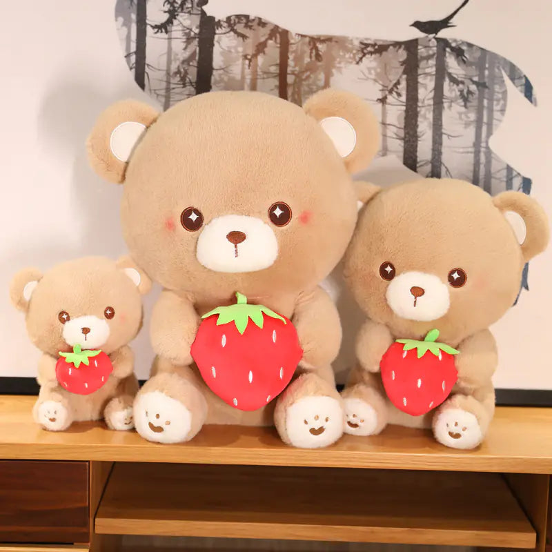 Strawberry Bear Plush Toy Pillow for Kids' Gifts