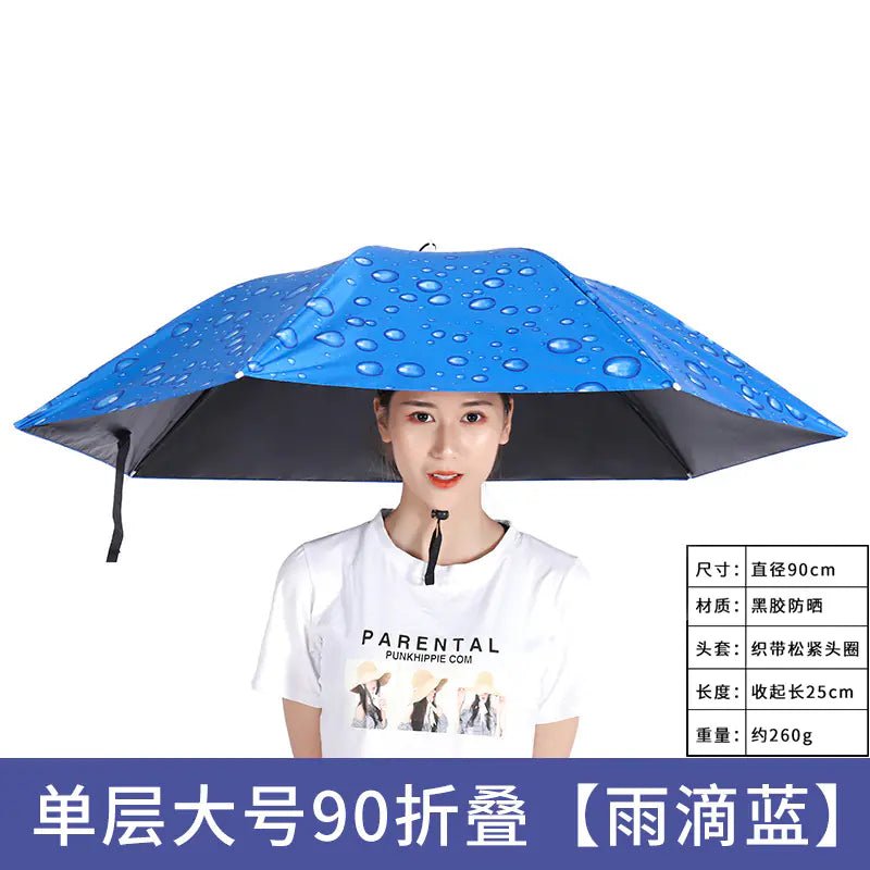 Double-Layer Waterproof Fishing Umbrella Hat for Outdoors