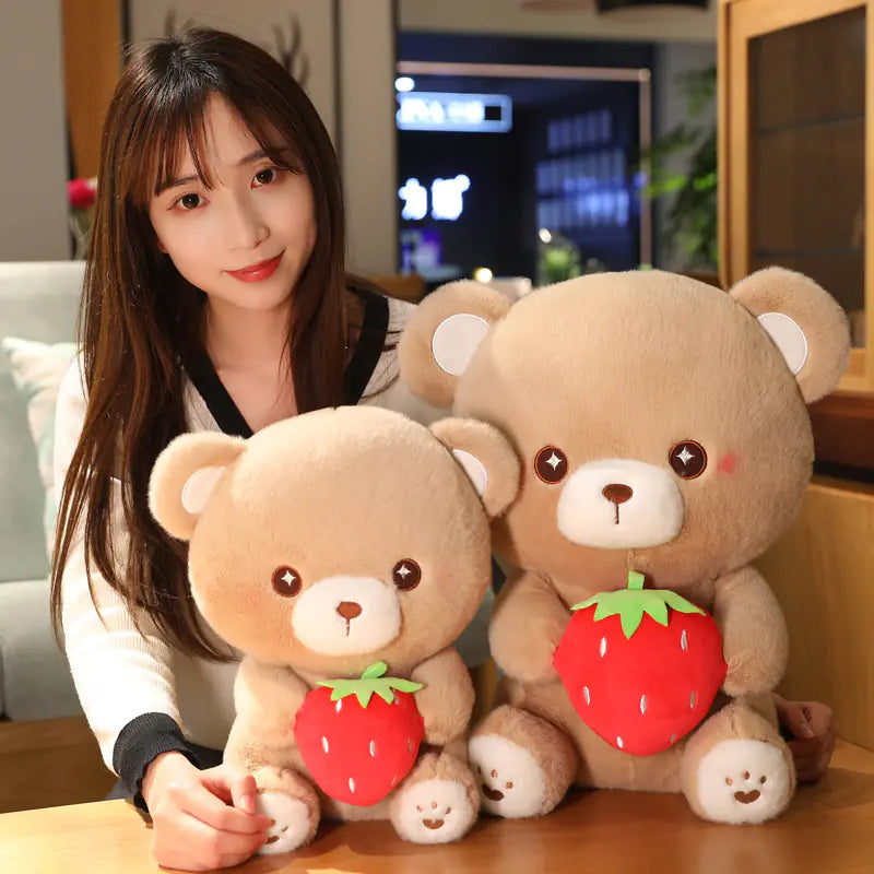 Strawberry Bear Plush Toy Pillow for Kids' Gifts