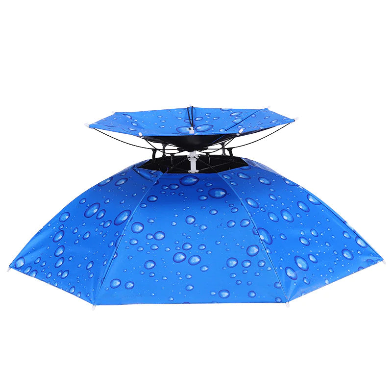 Double-Layer Waterproof Fishing Umbrella Hat for Outdoors