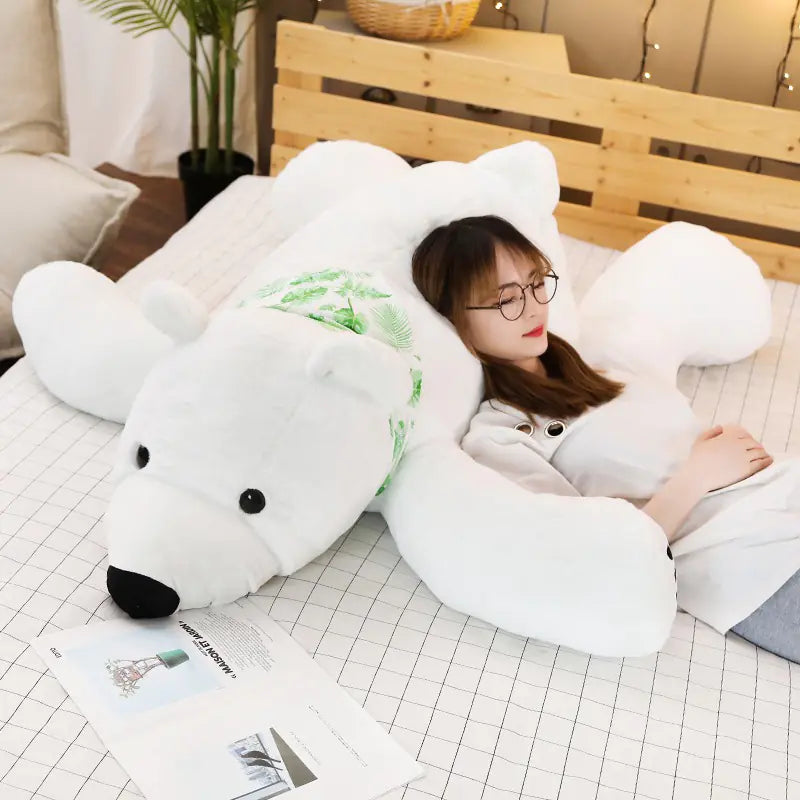 Cute Plush Arctic Bear Toy and Pillow for Sleeping