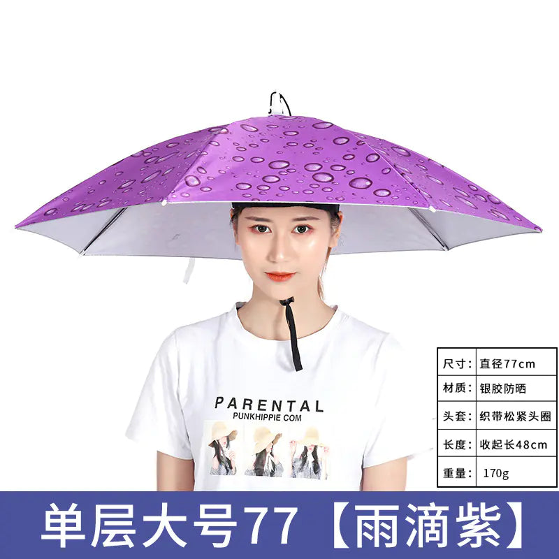 Double-Layer Waterproof Fishing Umbrella Hat for Outdoors