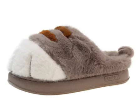 Pantuflas de felpa con forma de pata de gato  —  (par).