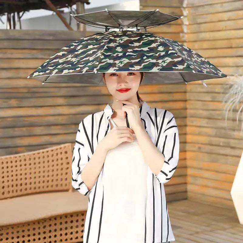 Double-Layer Waterproof Fishing Umbrella Hat for Outdoors