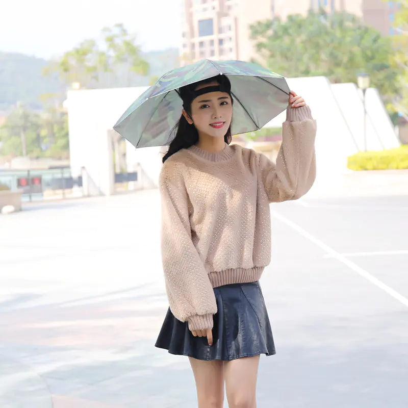 Double-Layer Waterproof Fishing Umbrella Hat for Outdoors