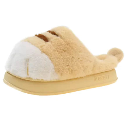 Pantuflas de felpa con forma de pata de gato  —  (par).