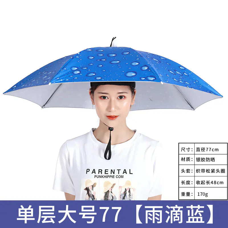 Double-Layer Waterproof Fishing Umbrella Hat for Outdoors