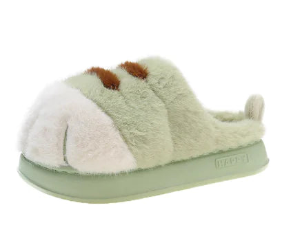 Pantuflas de felpa con forma de pata de gato  —  (par).