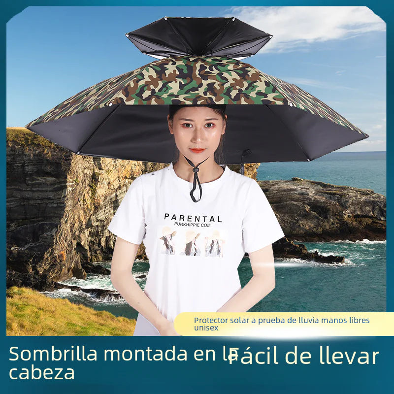Double-Layer Waterproof Fishing Umbrella Hat for Outdoors