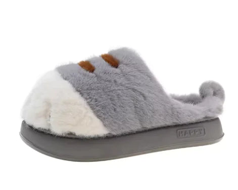 Pantuflas de felpa con forma de pata de gato  —  (par).
