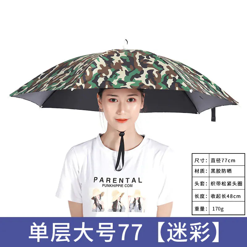 Double-Layer Waterproof Fishing Umbrella Hat for Outdoors