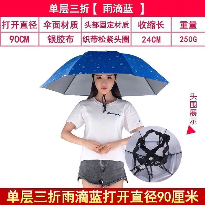 Double-Layer Waterproof Fishing Umbrella Hat for Outdoors