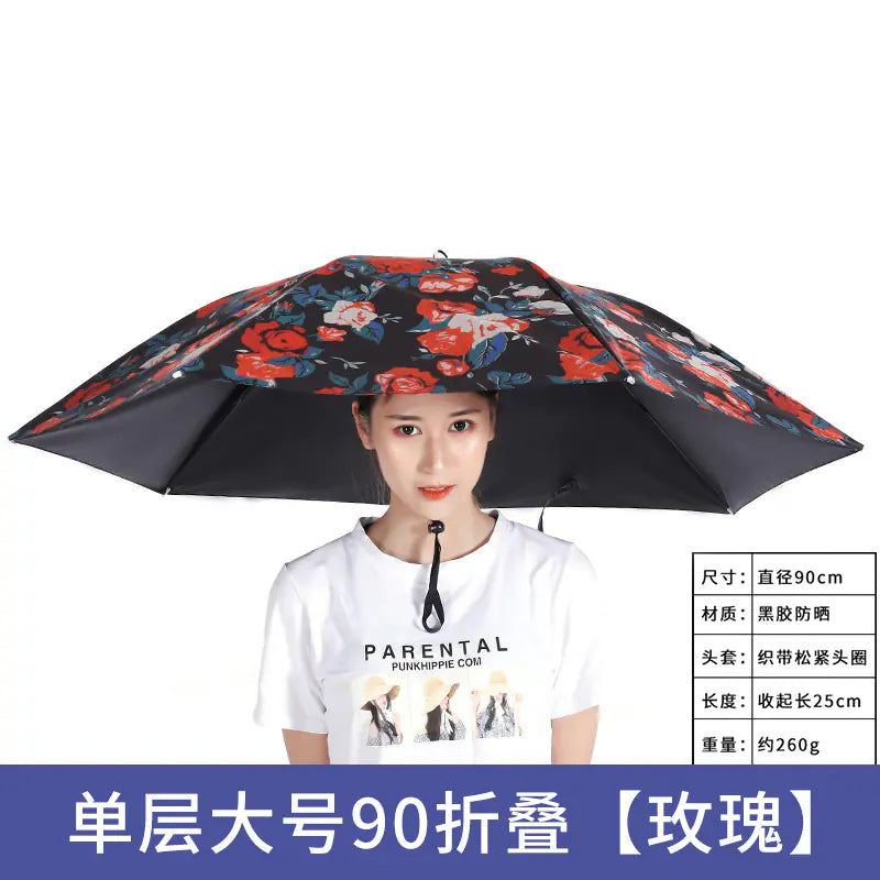 Double-Layer Waterproof Fishing Umbrella Hat for Outdoors