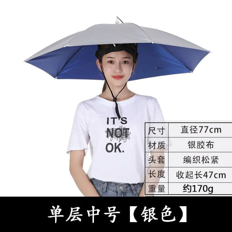 Double-Layer Waterproof Fishing Umbrella Hat for Outdoors