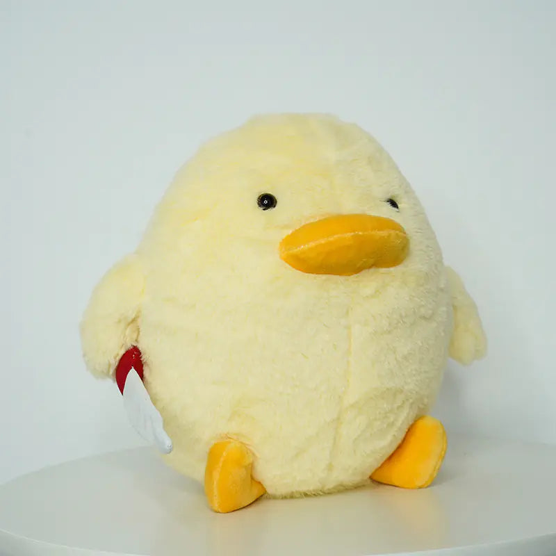 Plush Duck with Knife Toy - Cute Yellow Doll
