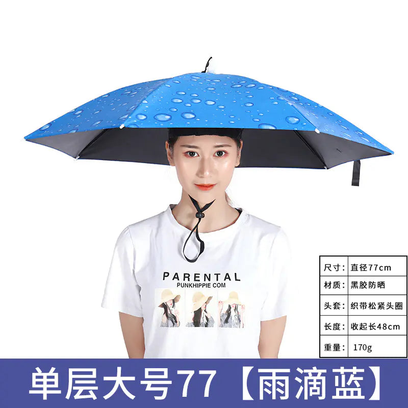 Double-Layer Waterproof Fishing Umbrella Hat for Outdoors