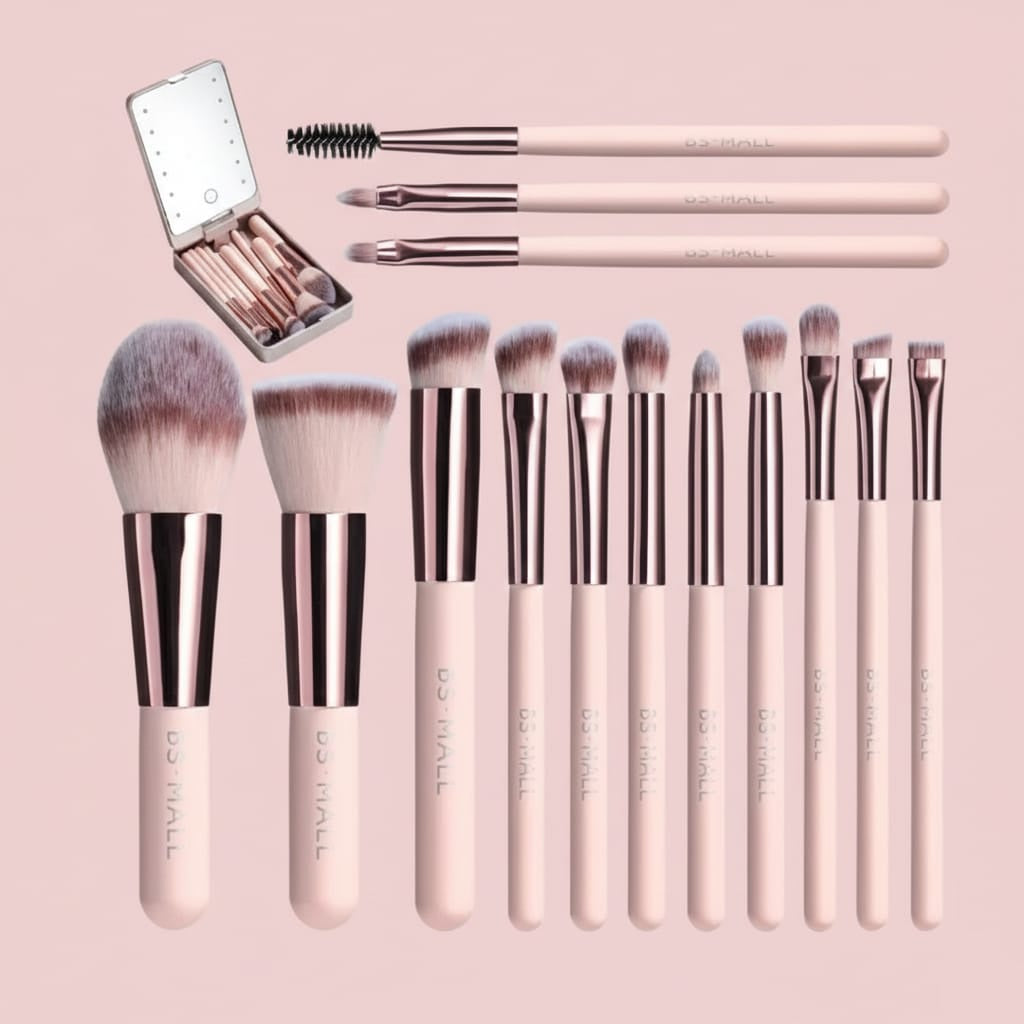 Makeup Brushes with Luminous Mirror