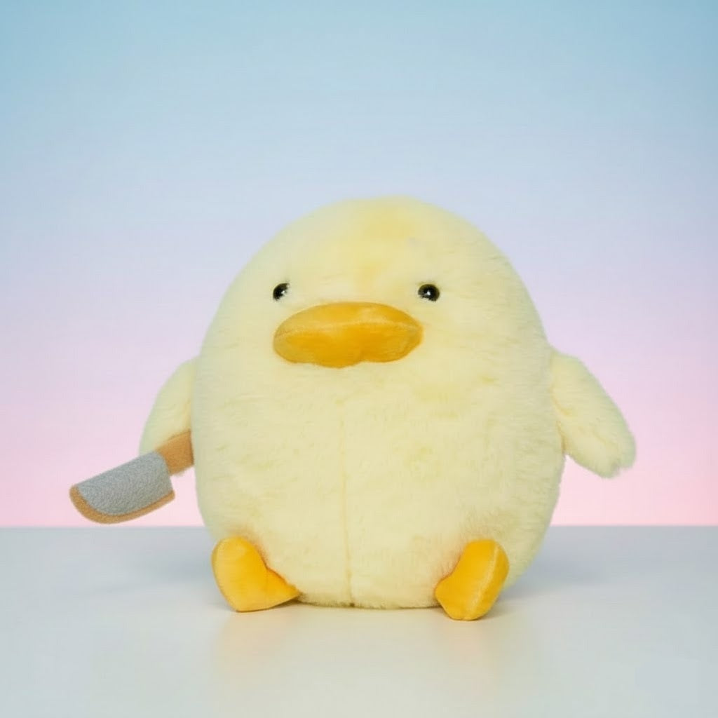 Plush Duck with Knife Toy - Cute Yellow Doll