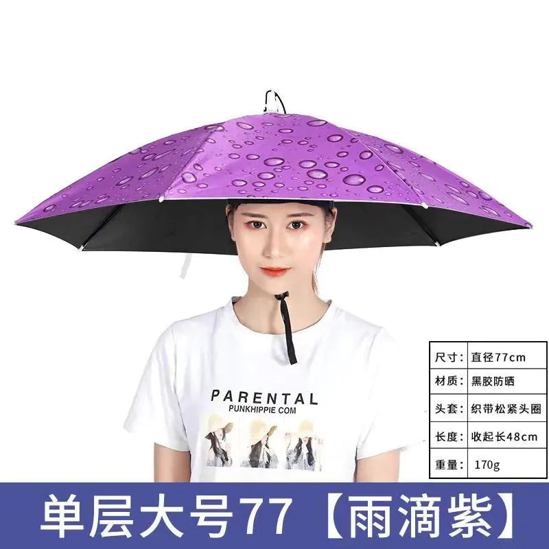 Double-Layer Waterproof Fishing Umbrella Hat for Outdoors