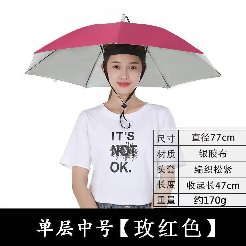 Double-Layer Waterproof Fishing Umbrella Hat for Outdoors