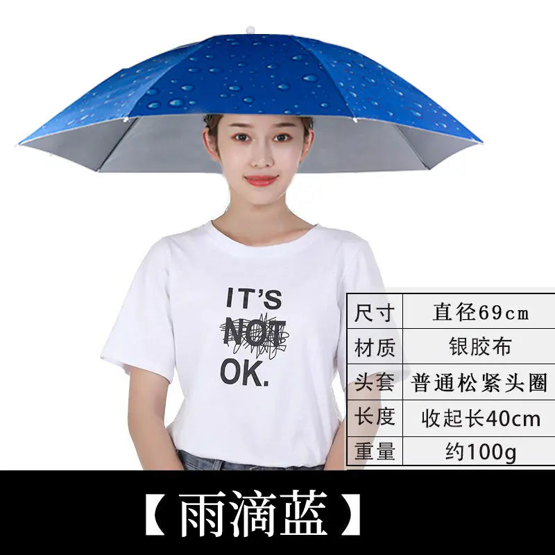 Double-Layer Waterproof Fishing Umbrella Hat for Outdoors
