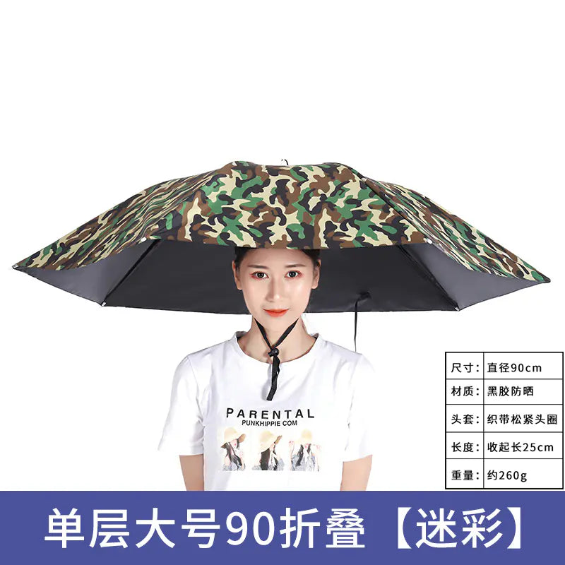 Double-Layer Waterproof Fishing Umbrella Hat for Outdoors