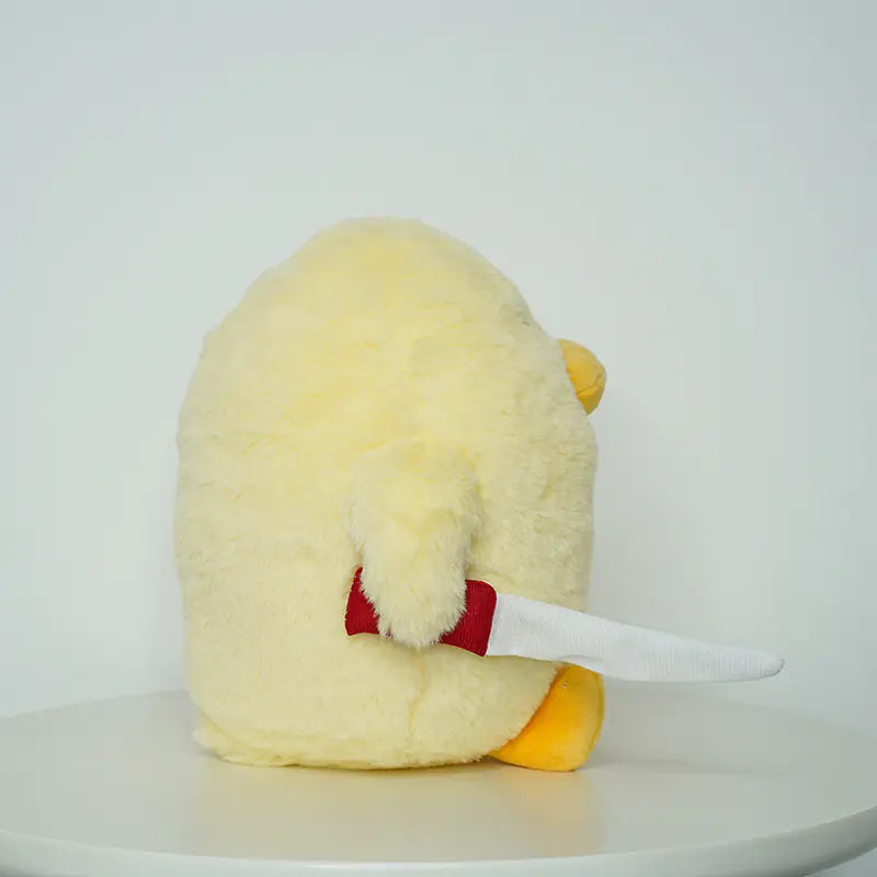 Plush Duck with Knife Toy - Cute Yellow Doll